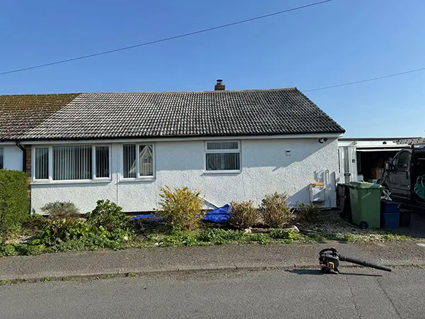 Shows a washed roof, after being cleaned by Rickard Cleaning Services, Tywyn