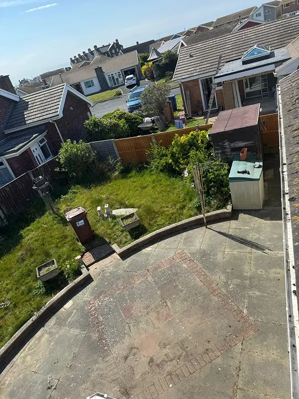 Shows driveway or patio prior to being cleaned by Riackrd Cleaning Services