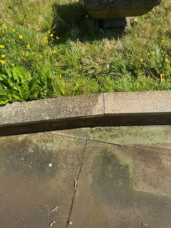 Shows driveway or patio prior to being cleaned by Riackrd Cleaning Services