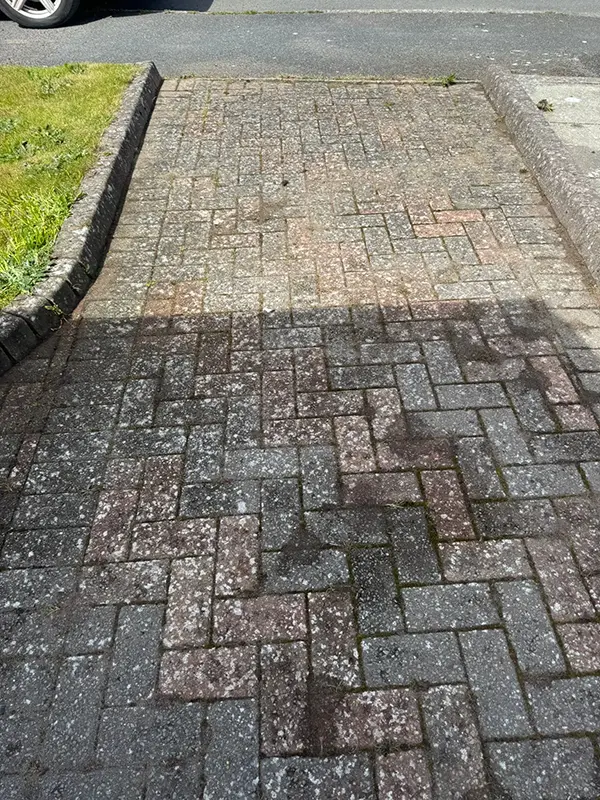 Shows driveway or patio prior to being cleaned by Riackrd Cleaning Services