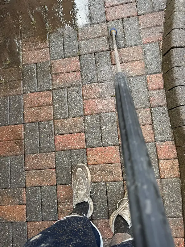 Shows driveway or patio prior to being cleaned by Riackrd Cleaning Services