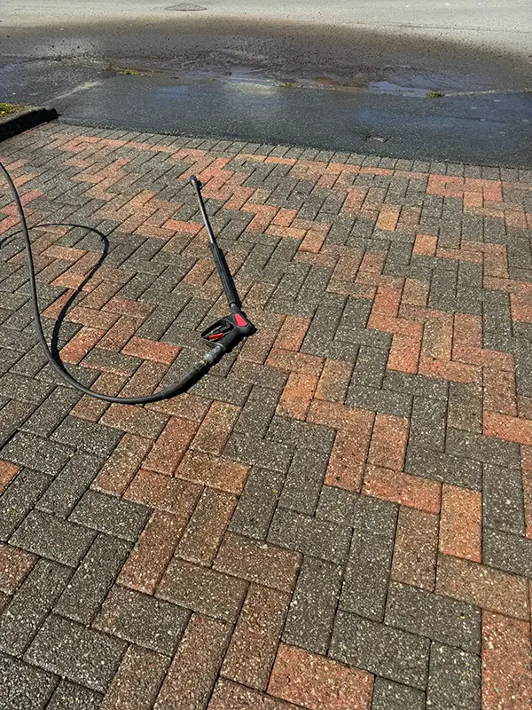 Shows driveway or patio prior to being cleaned by Riackrd Cleaning Services