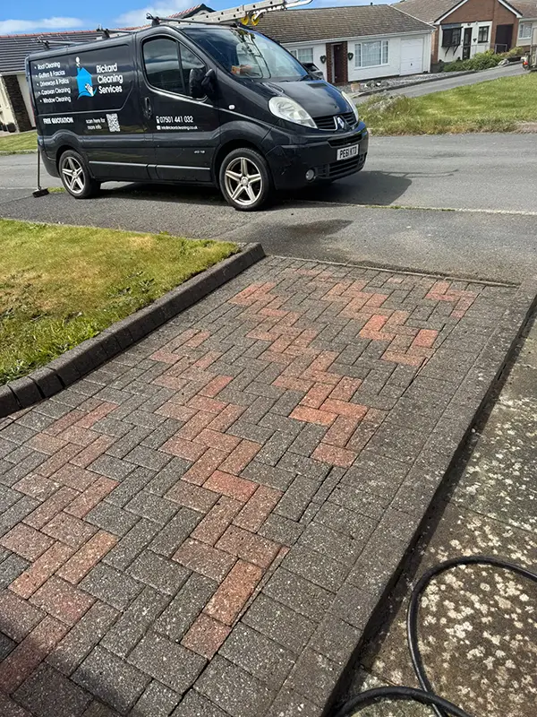 Shows driveway or patio prior to being cleaned by Riackrd Cleaning Services