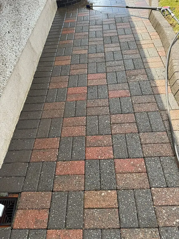 Shows driveway or patio prior to being cleaned by Riackrd Cleaning Services